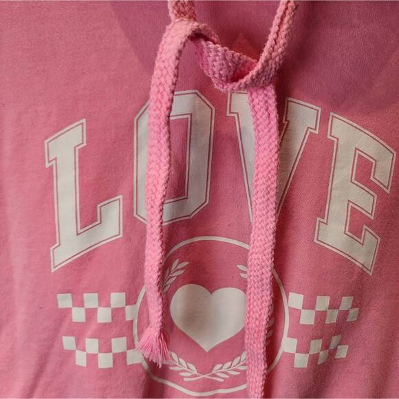 Pink Hoodie Sweatshirt Love Hooded Sweatshirt Juniors  Size L / 11-13 - Picture 2 of 7